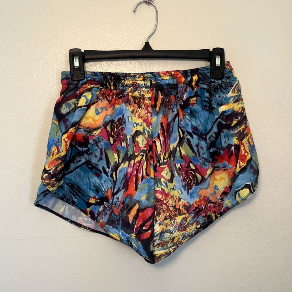 DISCIPLINES Vintage 80s Funky Abstract Eclectic Mini Hot Shorts, Multicolor- Med